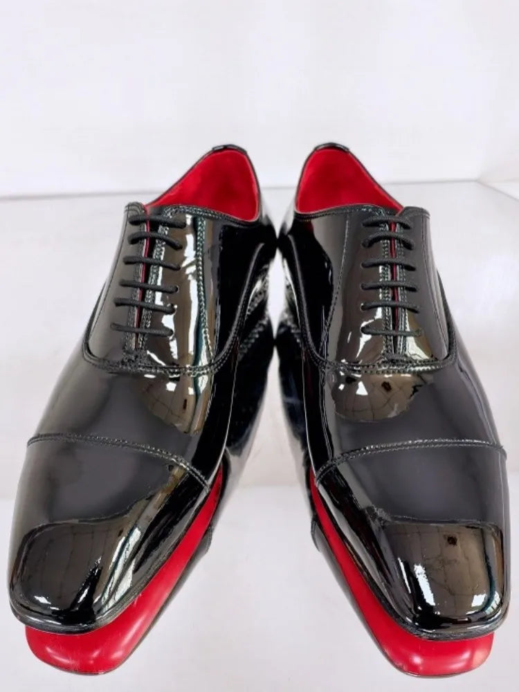 Business Casual Style Comfortable Male Daily Wear Dress Shoes Solid Color Round Toe Low-Heel Lace-Up High Quality Wedding Shoe